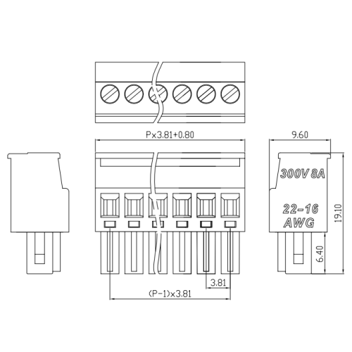 3.81MM pitch guide rail type male and female plug-in terminals